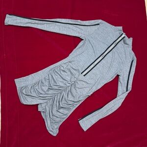 Vintage Gray Women's Ruched Long-Sleeve Dress